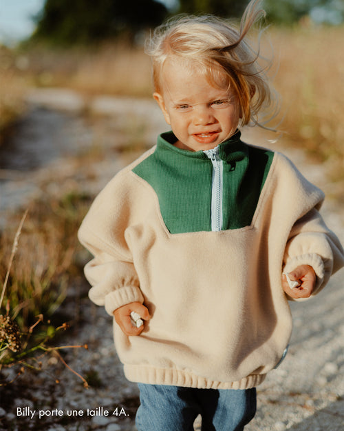 Le sweat Sun en polaire recyclée et col zippé - latte - émoi émoi   - 2 