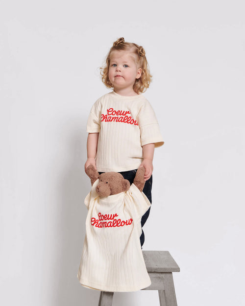 Le t-shirt Cœur chamallow enfant en coton bio - crème - émoi émoi   - 2 