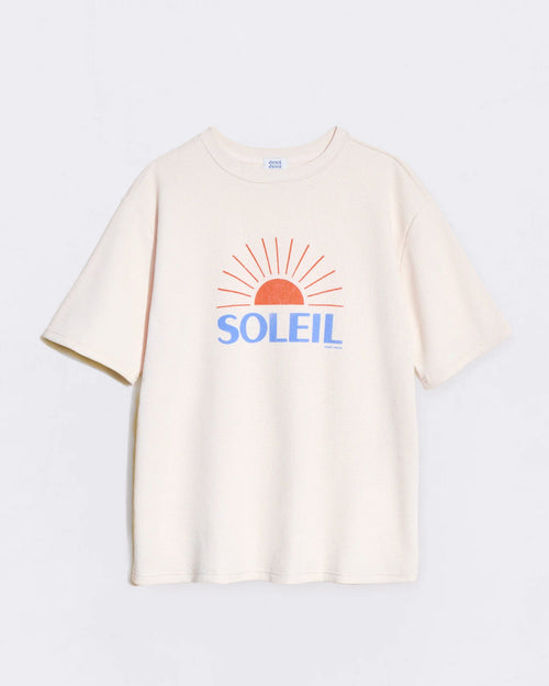 Le t-shirt Soleil femme en coton bio gaufré - crème - émoi émoi   - 2 
