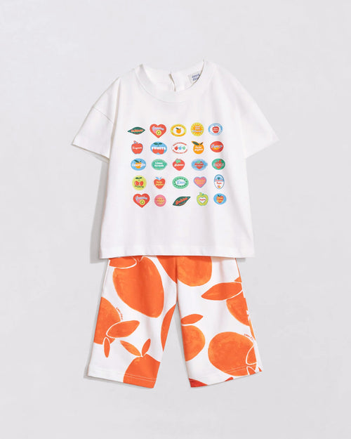 Le t-shirt Stickers fruits enfant en coton bio - blanc - émoi émoi   - 2 