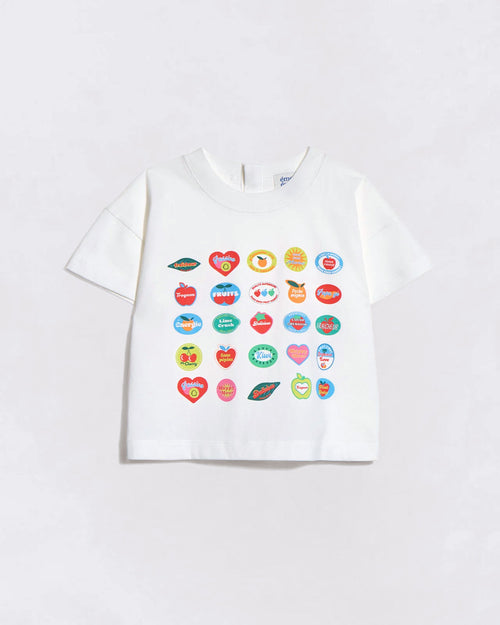 Le t-shirt Stickers fruits enfant en coton bio - blanc - émoi émoi   - 1 