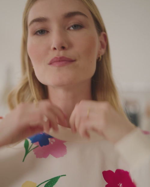 Le duo de sweats Anémones bouquet en coton bio - crème - émoi émoi   - 6 