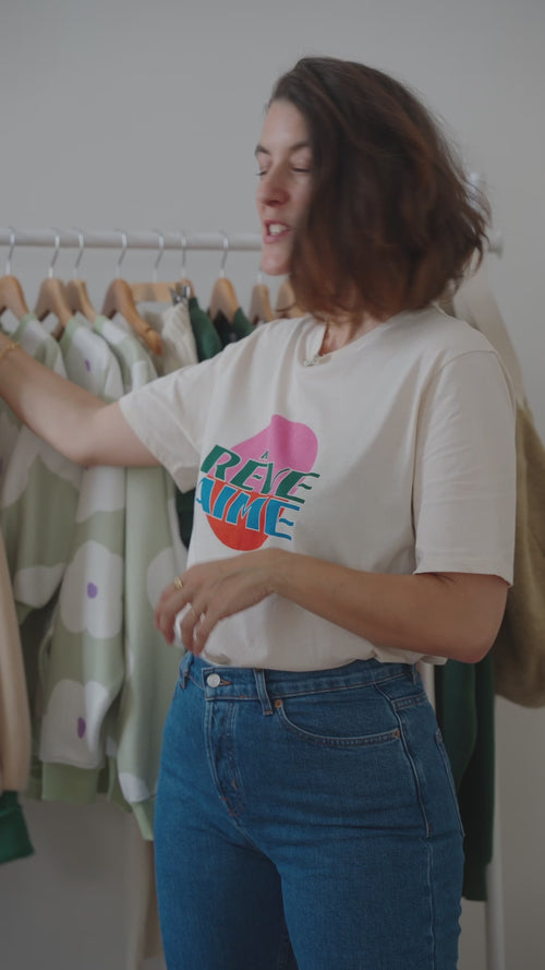 Le sweat Sunny en polaire recyclée et col zippé - latte - émoi émoi   - 4 