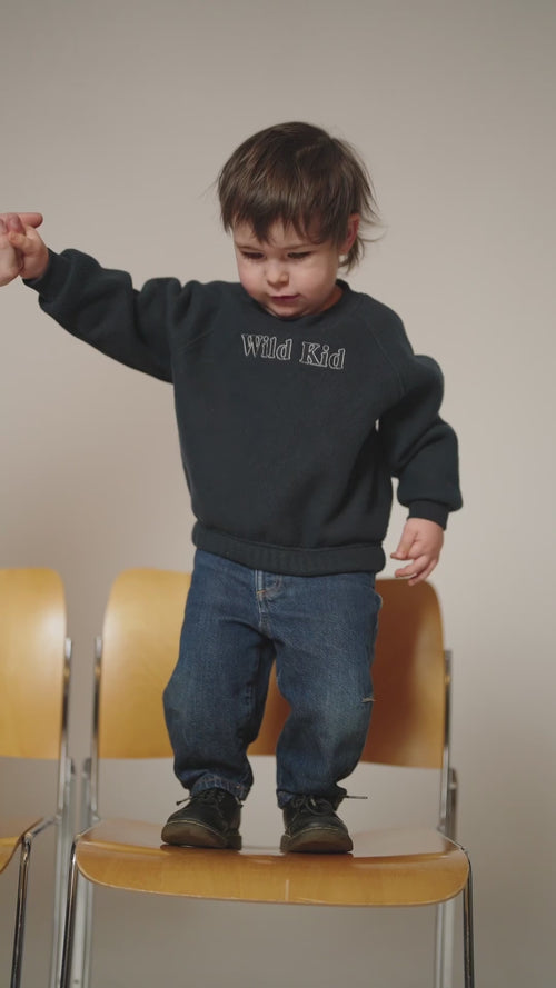 Le duo de sweats Wild kid x dad en polaire recyclée - bleu nuit - émoi émoi   - 4 