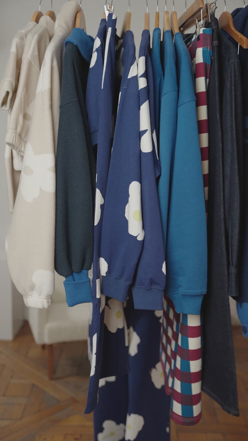 Le pantalon Pauline en coton bio - Fleur bleue XL - émoi émoi   - 5 