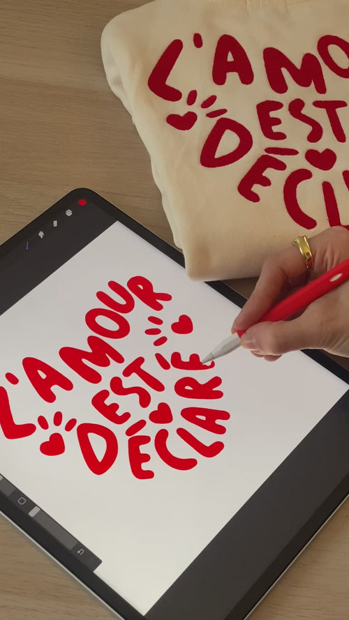 Le sweat L'amour est déclaré enfant en coton bio - gris chiné - émoi émoi   - 5 