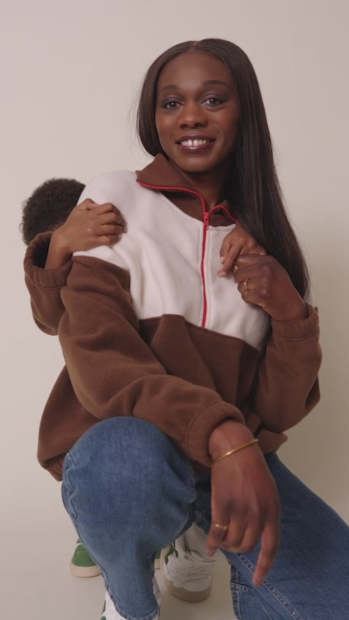 Le duos de sweats zippés en polaire recyclée - crème / chocolat - émoi émoi   - 4 