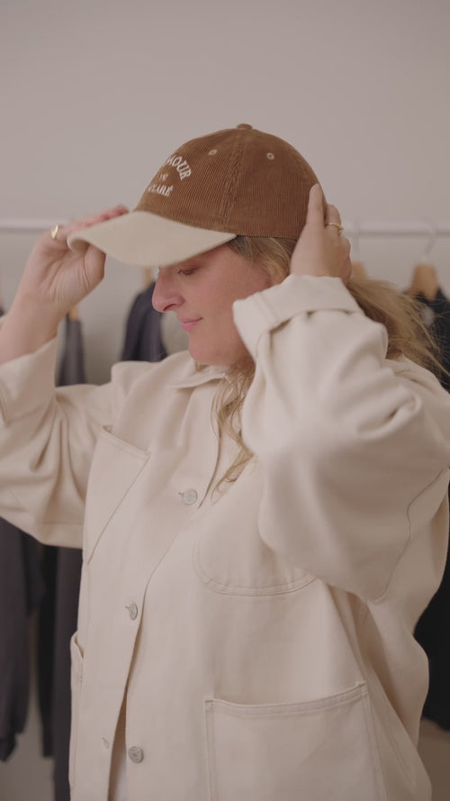 La casquette L'amour est déclaré en velours - cappuccino - émoi émoi   - 4 