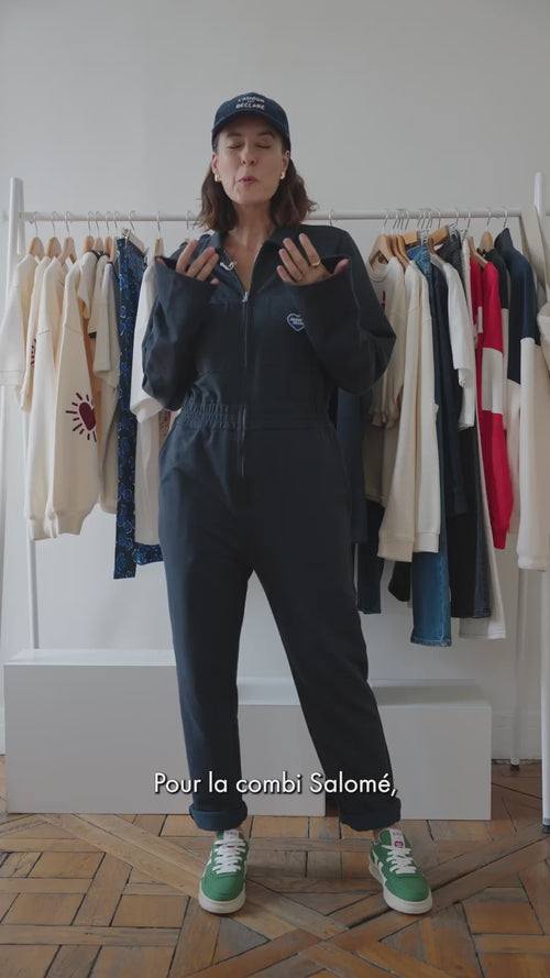 La combipantalon Salomé en coton bio - bleu nuit - émoi émoi   - 5 