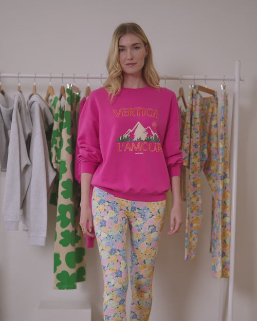 Le duo de sweats Vertige de l'amour en coton bio - garment dye fuschia - émoi émoi   - 9 