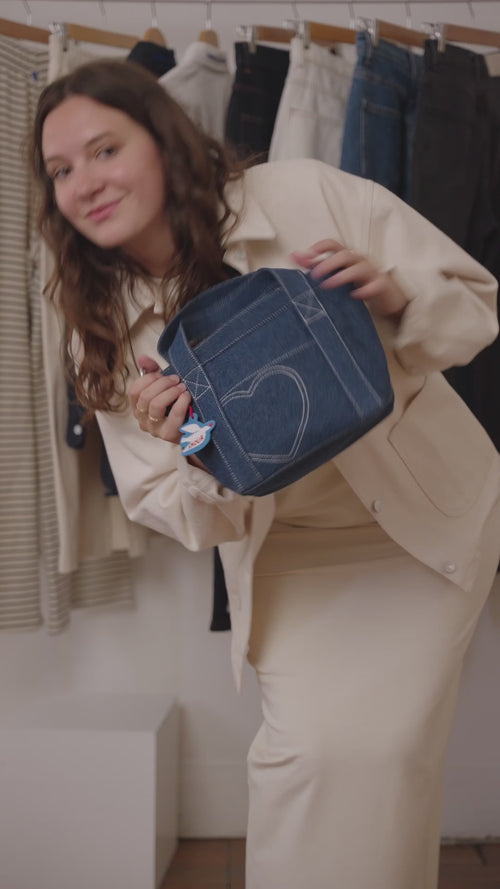 Le sac mini bucket Coeur en denim - émoi émoi   - 4 