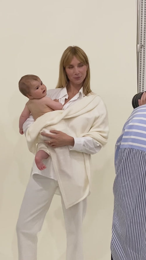 La couverture naissance Coeur en laine mérinos - crème - émoi émoi   - 6 