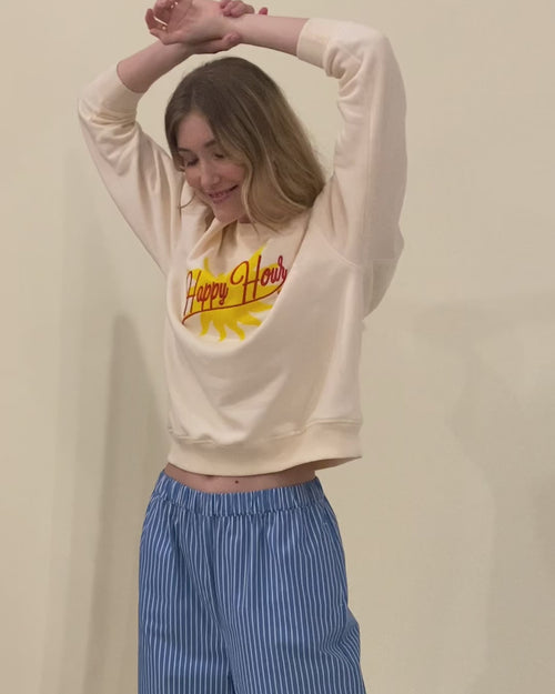 Le sweat Happy hour adulte en coton bio - crème - émoi émoi   - 6 