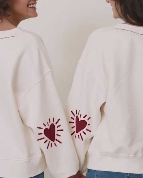 Le sweat Cœur solaire femme avec coudières en coton bio - crème - émoi émoi   - 5 