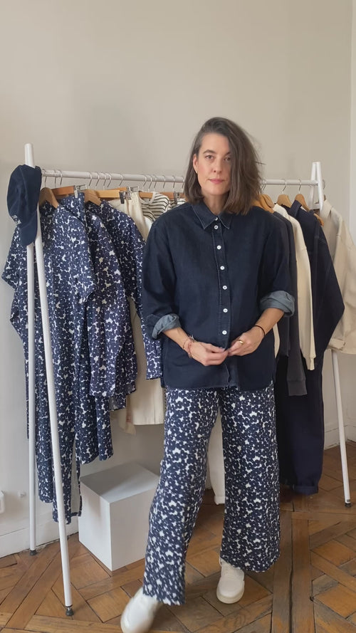 Le pantalon Pauline en coton bio - Anémones bleues - émoi émoi   - 5 
