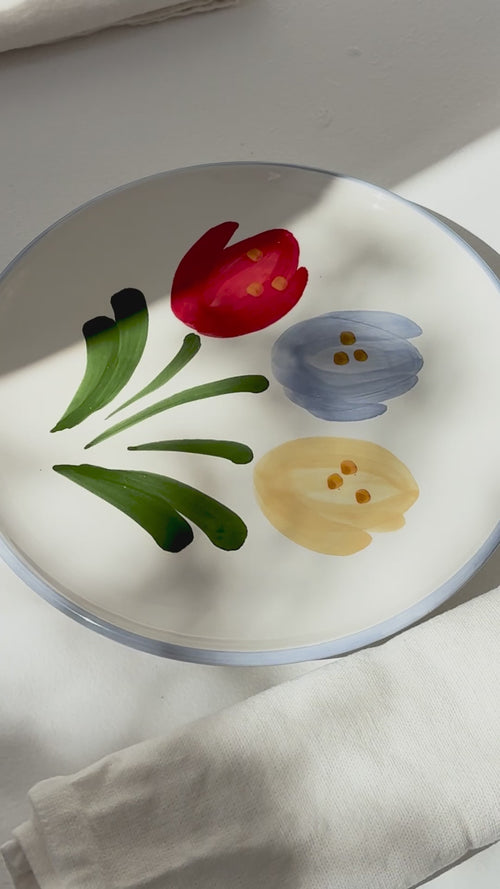 L'assiette 3 tulipes peinte à la main - 21 cm - Molleni x émoi émoi - émoi émoi   - 7 