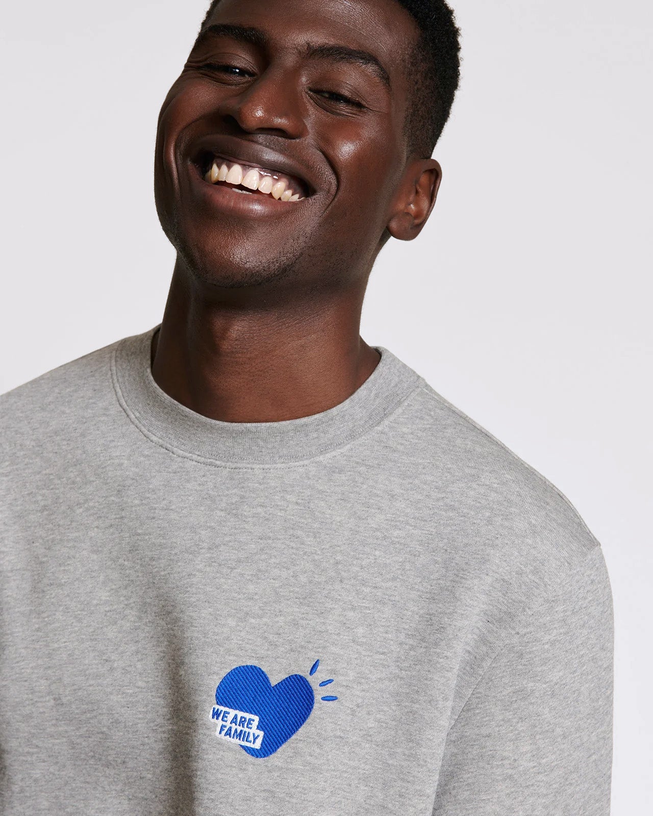 Le sweat We are family homme en coton bio - gris chiné