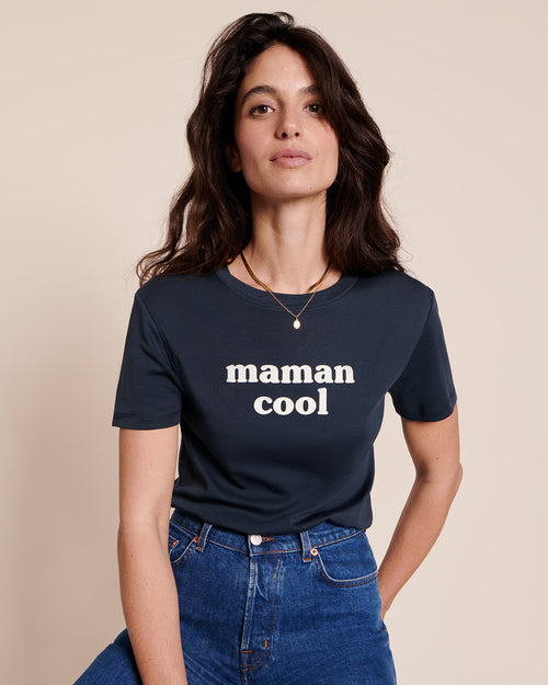 Le t-shirt Maman cool en jersey côtelé - charbon - émoi émoi   - 1 