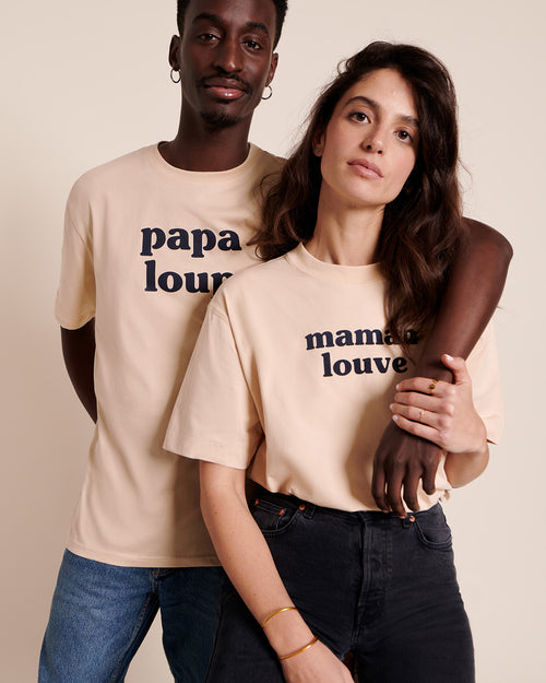 Le duo de t-shirts Papa loup x Maman louve - latte - émoi émoi   - 1 