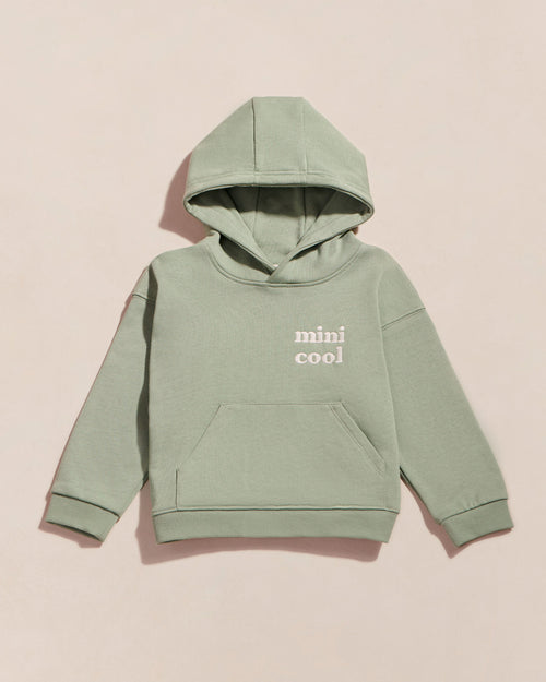 Le hoodie brodé Mini cool en coton bio - olive - émoi émoi   - 1 