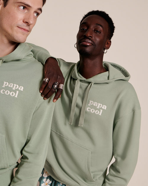 Le hoodie brodé Papa cool en coton bio - olive - émoi émoi   - 1 