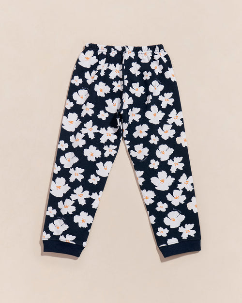 Le pantalon Pia en coton bio - Anémones bleu nuit - émoi émoi   - 1 