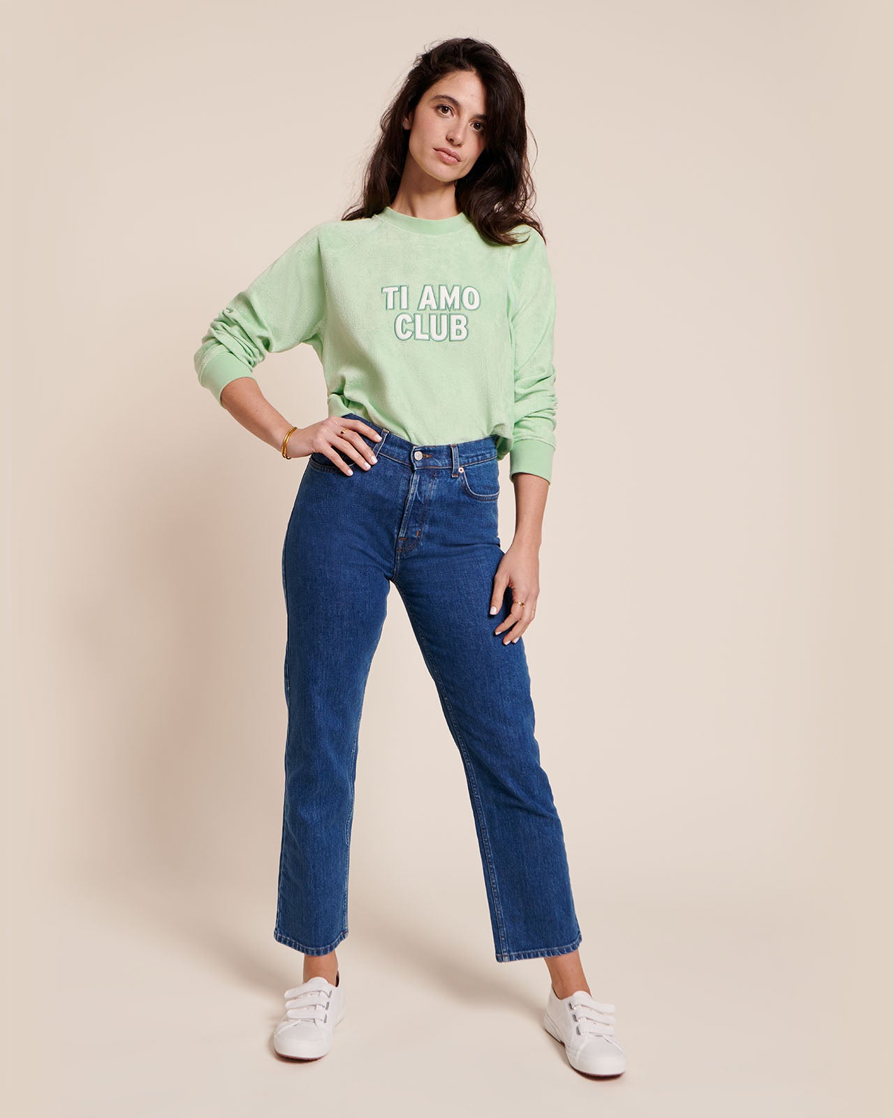 Le sweat Ti amo club femme en éponge - vert