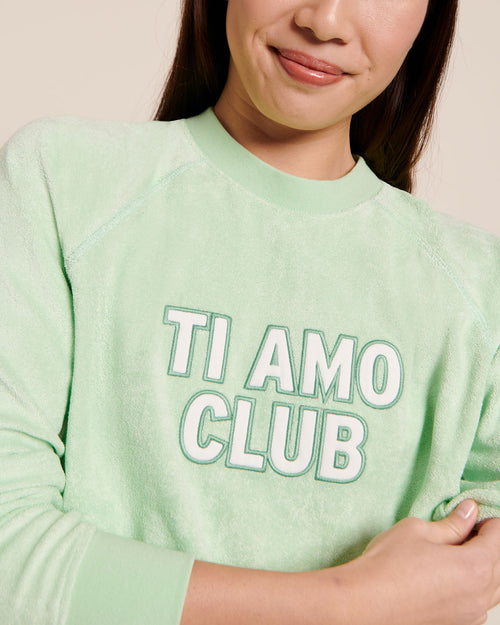 Le sweat Ti amo club femme en éponge - vert - émoi émoi   - 2 