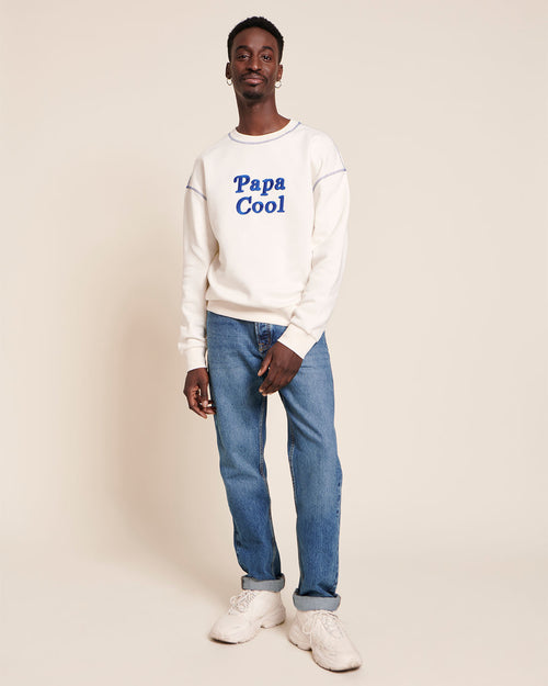 Le sweat Papa cool en coton bio - blanc - émoi émoi   - 2 
