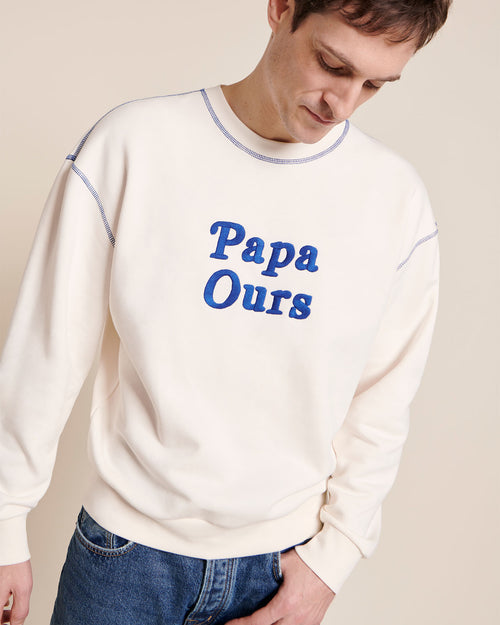 Le sweat Papa ours en coton bio - blanc - émoi émoi   - 2 