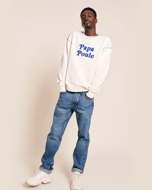 Le sweat Papa poule en coton bio - blanc - émoi émoi   - 2 