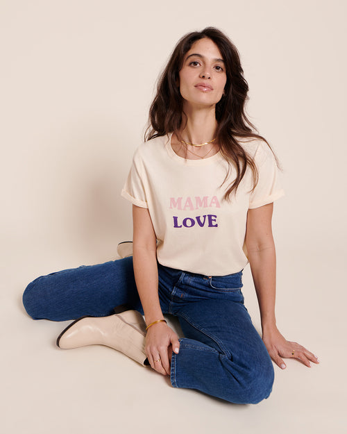 Le t-shirt Mama love en coton bio - crème - émoi émoi   - 1 