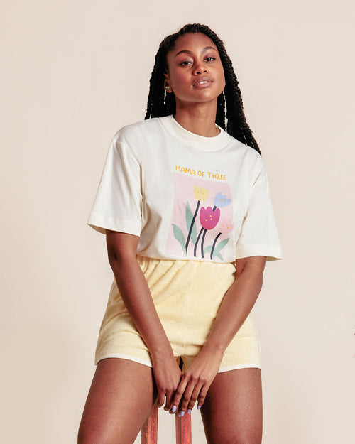 Le t-shirt Mama of three en coton bio - Tulipes - émoi émoi   - 2 