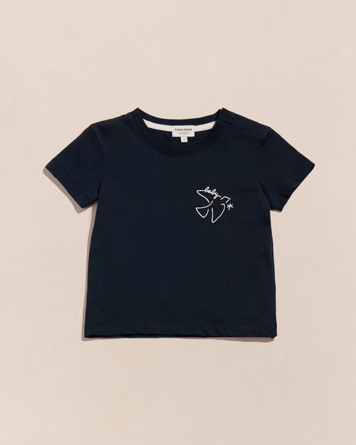 Le t-shirt brodé Baby bird en coton bio - charbon - émoi émoi   - 1 