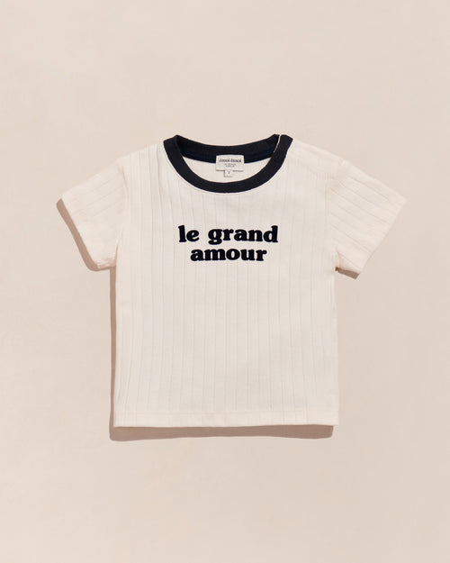 Le t-shirt Le grand amour enfant en coton bio - crème - émoi émoi   - 1 