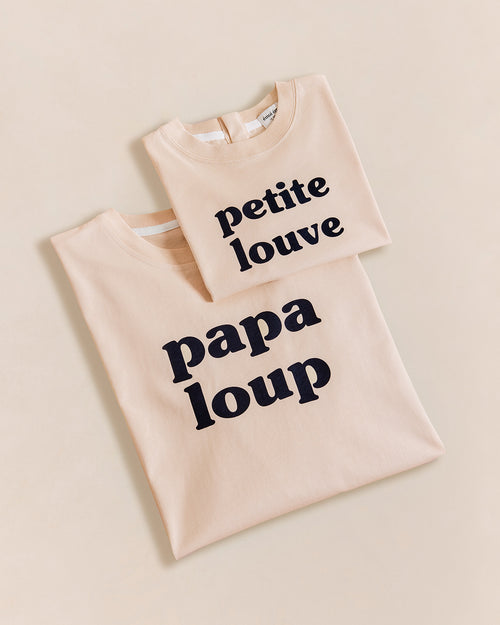 Le duo de t-shirts Papa loup x Petite louve en coton bio - latte - émoi émoi   - 1 