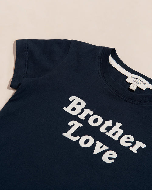 Le t-shirt Brother love en coton bio - bleu charbon - émoi émoi   - 2 