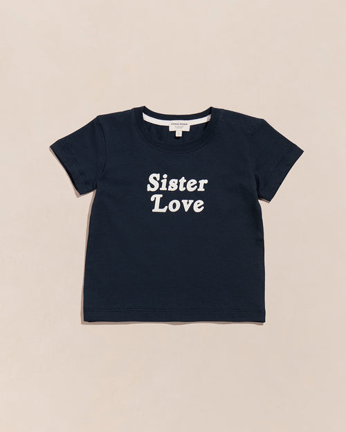 Le t-shirt Sister love en coton bio - bleu charbon - émoi émoi   - 1 