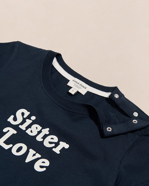 Le t-shirt Sister love en coton bio - bleu charbon - émoi émoi   - 2 