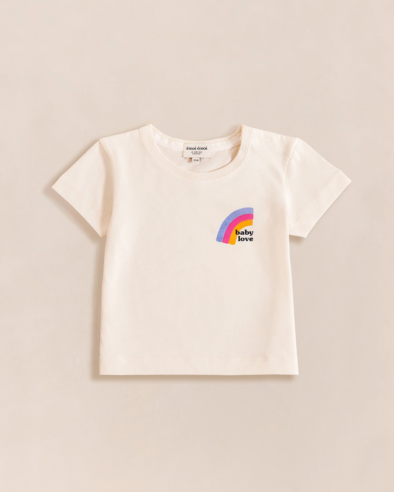 Le t-shirt Rainbow Baby love en coton bio - ivoire