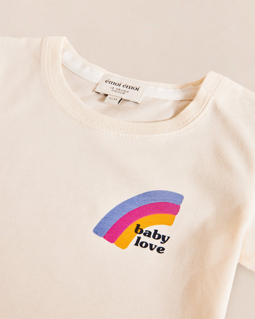 Le t-shirt Rainbow Baby love en coton bio - ivoire - émoi émoi   - 2 