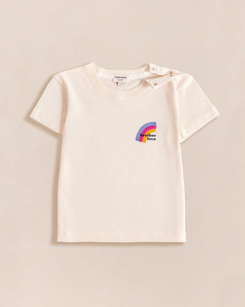 Le t-shirt Rainbow Brother love en coton bio - ivoire - émoi émoi   - 1 