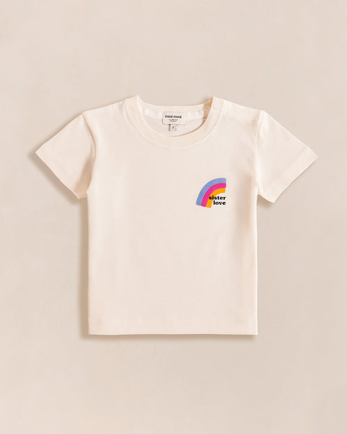 Le t-shirt Rainbow Sister love en coton bio - ivoire - émoi émoi   - 1 