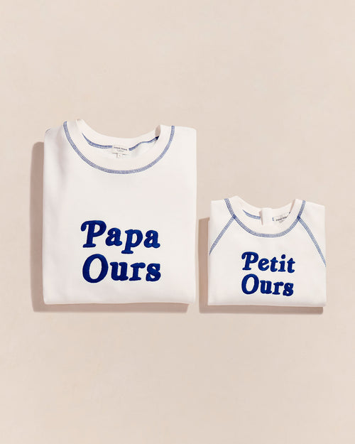 Le sweat Papa ours en coton bio - blanc - émoi émoi   - 4 