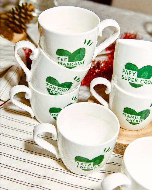 Le mug coeur Papy super cool - vert sapin - émoi émoi   - 2 