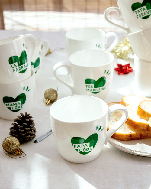 Le mug coeur Papa cool - vert sapin - émoi émoi   - 2 