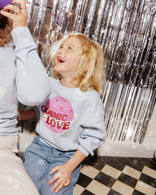 Le sweat Cosmic Love enfant en coton bio - bleu - émoi émoi   - 2 