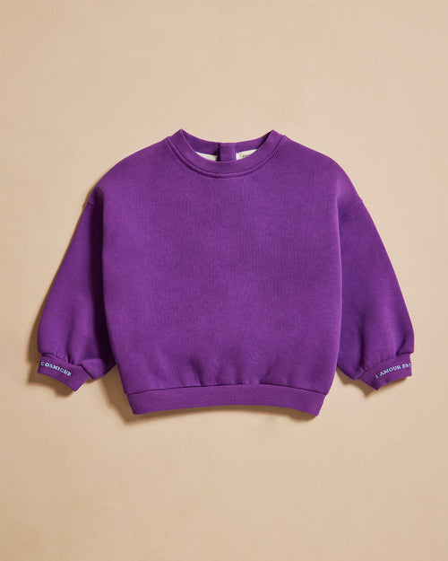 Le sweat L'amour est cosmique enfant en coton bio - ultraviolet - émoi émoi   - 1 