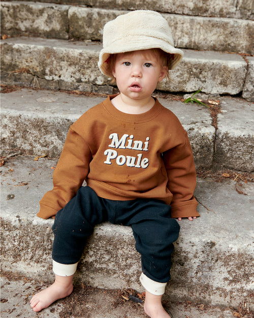 Le sweat Mini poule en coton bio - caramel - émoi émoi   - 2 