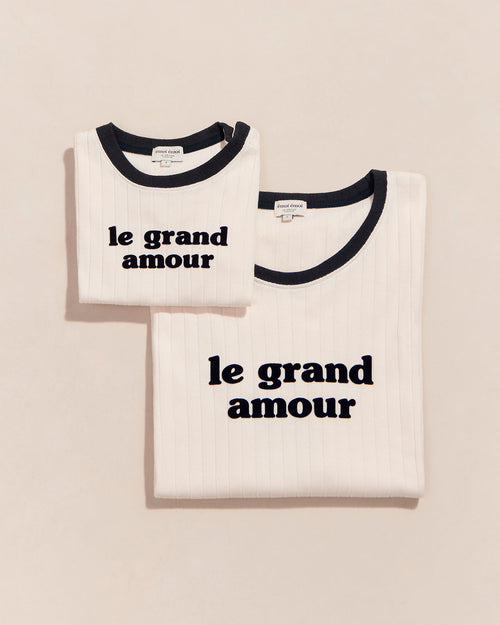 Le duo de t-shirts Le grand amour femme / enfant - crème - émoi émoi   - 1 